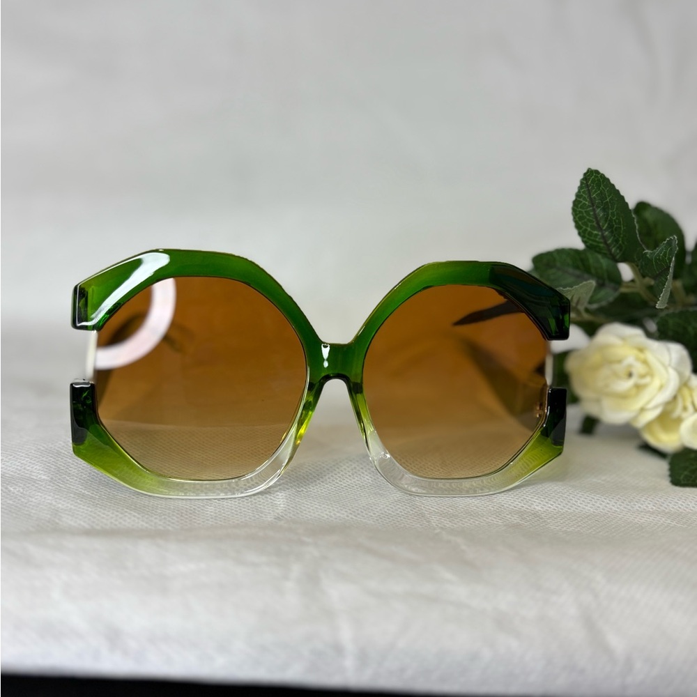 Green and Brown Oversized Sunglasses
